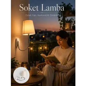 AsilTech Priz Lambası Esnek Kollu Yatak Başı Aydınlatma