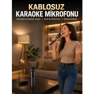 AsilTech Profesyonel Kablosuz Mikrofon Seti Çift Mikrofonlu