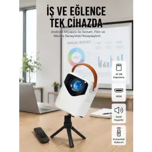 AsilTech Projeksiyon Ev Sineması Bluetooth 4k HD Kaliteli Görüntü Kumandalı