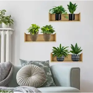 AsilTech Raflı Bitki Tasarımlı Yapışkanlı Sticker 20*30 cm 3lü Set