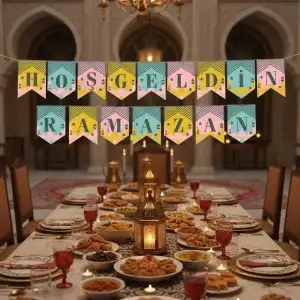 AsilTech Ramazan Renkli Banner Süs - Hoşgeldin Ramazan
