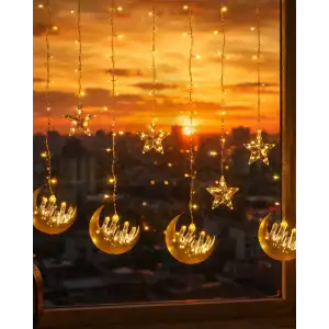 AsilTech Ramazan Temalı LED Işık Hilal ve Yıldız Figürlü Dekor Lambası