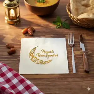 AsilTech Ramazan Temalı Yaldız Baskılı Peçete