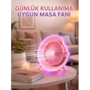 AsilTech Renkli Ambiyans Işıklı Taşınabilir Masaüstü Vantilatör