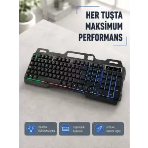 AsilTech RGB Aydınlatmalı Klavye Mouse Seti – USB Bağlantılı, Türkçe Q, Ayarlanabilir DPI, Ergonomik Yapı