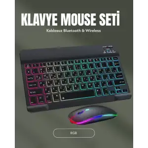 AsilTech RGB Aydınlatmalı Şarjlı Kablosuz Klavye ve Mouse Seti – Modern ve Kompakt Tasarım