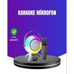 AsilTech RGB Işıklı Astronot Bluetooth Hoparlör Karaoke Mikrofonlu