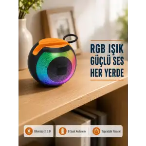 AsilTech RGB Işıklı Bluetooth Hoparlör – 360° Stereo Ses ve 8 Saat Çalma Süresi