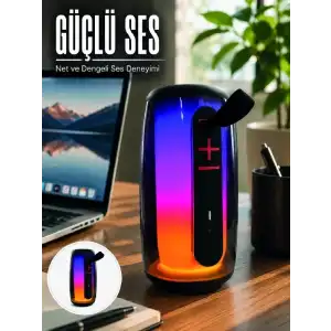 AsilTech RGB Işıklı Bluetooth Hoparlör Güçlü Ses Type-C Şarjlı Taşınabilir Kablosuz Speaker