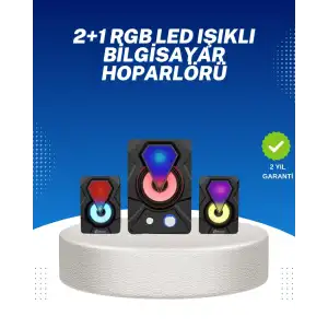 AsilTech RGB Işıklı USB Hoparlör Seti 9W Çıkış Gücü Derin Bas