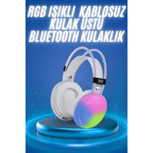 AsilTech RGB Işıklı Yüksek Ses Kaliteli Kablosuz Kulak Üstü Bluetooth Kulaklık