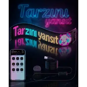 AsilTech RGB LED Matrix Panel Esnek Yapı Uygulama Kontrollü Kayan Yazı Ekranı