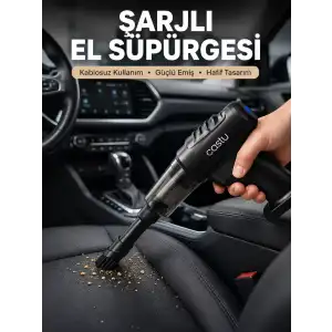 AsilTech Şarjlı Araç İçi El Süpürgesi ve Hava Pompası