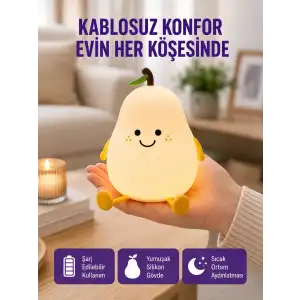 AsilTech Şarjlı Armut Masa Lambası Renk Değiştiren LED Gece Işığı