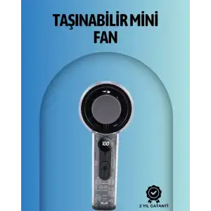 AsilTech Şeffaf Kasa El Fanı | 5V 2A | 100 Kademeli Hava Akışı | Type-C Girişli