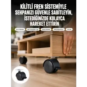 AsilTech Sehpa ve Restoran Arabası İçin Kilitli Ayak 4’lü