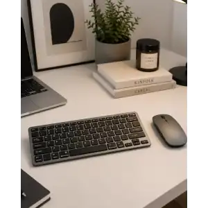 AsilTech Sessiz Kullanım Sunan Bluetooth Klavye Mouse Seti Çoklu Cihaz Uyumlu