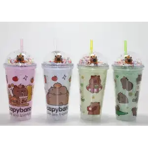 AsilTech Sevimli Kapibara Pipetli Boncuklu Termos & Suluk