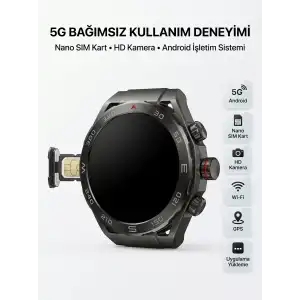 AsilTech SIM Kartlı 5G Android Akıllı Saat HD Kamera Wi-Fi GPS Uygulama Yükleyebilen