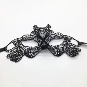 AsilTech Siyah Dantel İşlemeli Balo Maskesi 11 No
