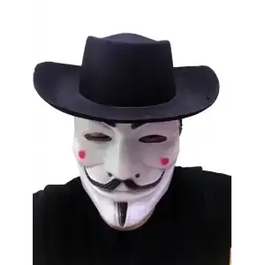AsilTech Siyah Renkli Delikli Çocuk Boy Vendetta Şapkası ve Vendetta Maskesi