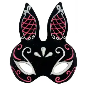 AsilTech Siyah Süet Tavşan Maskesi Simli