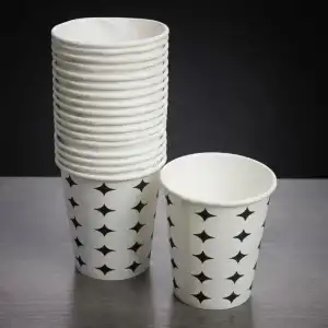 AsilTech Siyah Yıldız Desenli Karton Bardak - 7 Oz - 50li Paket