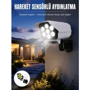 AsilTech Solar Bahçe Aydınlatması Hareket Sensörlü Uzaktan Kumandalı Kamera Görünümlü Yeni Nesil