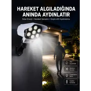 AsilTech Solar Bahçe Lambası Uzaktan Kumandalı Kamera Görünümlü Hareket Sensörlü