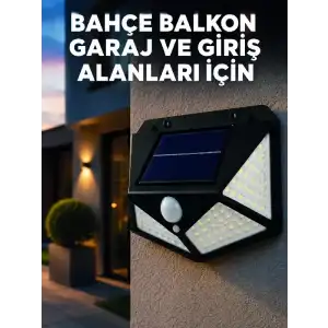 AsilTech Solar LED Bahçe Aydınlatma Lambası 3 Işık Modlu Sensörlü Duvar Tipi Dış Mekan