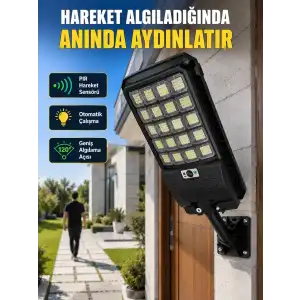 AsilTech Solar LED Bahçe Lambası Hareket Sensörlü Uzaktan Kumandalı Dış Mekan Aydınlatma