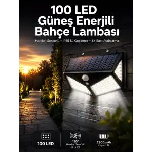 AsilTech Solar Sensörlü Duvar Lambası Bahçe Lambası Parlak Beyaz Işık Suya Dayanıklı