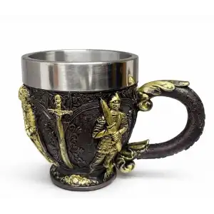 AsilTech Şövalye Kabartmalı 3D Paslanmaz Çelik Kupa Bardak
