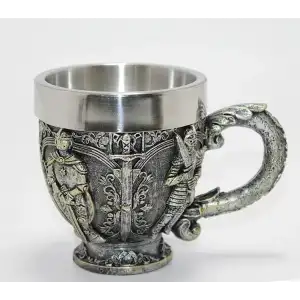 AsilTech Şövalye Kabartmalı Paslanmaz Çelik Kupa Bardak