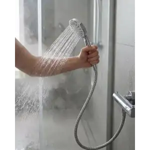 AsilTech Spiral Hortumlu 4 Kademeli Krem El Duşu Başlığı Banyo Duş Seti