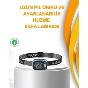 AsilTech Su Geçirmez LED Kafa Lambası 53 Çalışma Modu Güç Ekranlı