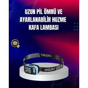 AsilTech Süper Parlak LED Kafa Feneri 3 Renk 53 Mod Type C Şarjlı