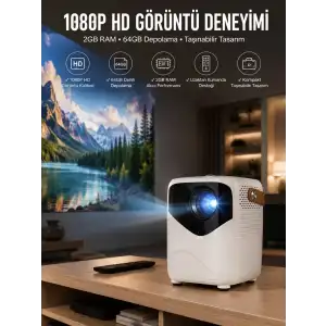 AsilTech Taşınabilir Android Projeksiyon Wifi Destekli 4K Multimedia Tabanlı Ev Ve Ofis Tipi