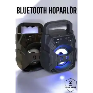 AsilTech Taşınabilir Bluetooth Hoparlör Led Işıklı Uzun Pil Ömrü