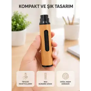 AsilTech Taşınabilir Dumansız Mini Küllük Ahşap Görünümlü 3 Farklı Uçlu Kompakt Tasarım