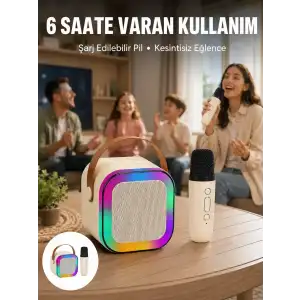 AsilTech Taşınabilir Karaoke Mikrofon Seti Bluetooth Hoparlörlü Yeni Nesil