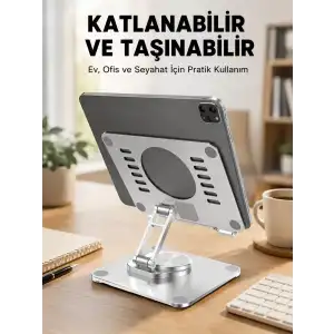AsilTech Taşınabilir Katlanır Tablet Braketi Masaüstü Stand Yeni Nesil