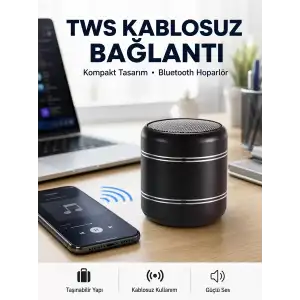 AsilTech Taşınabilir Silindir Tasarım Bluetooth 5.0 Hoparlör Yüksek Bas Performanslı Yeni Nesil