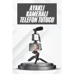 AsilTech Telefon Tutucu Mikrofonlu Işıklı Youtuber Video Kayıt