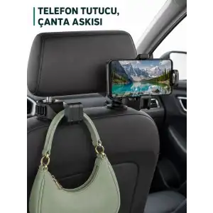 AsilTech Telefon Tutucu Özellikli Araç İçi Çanta Askısı
