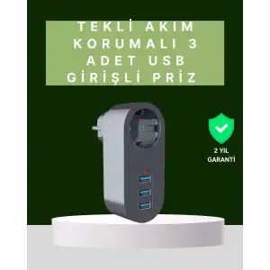 AsilTech Termal Akım Korumalı 3 USBli Güvenli Priz – Akıllı Akım Dengeleme