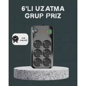 AsilTech Termal Akım Korumalı 6’lı Uzatma Priz USB Type-C Hızlı Şarj 2500W