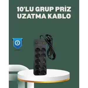 AsilTech Termal Koruma Sistemli USB Type-C 10’lu Grup Priz 2m 2500W Güç Kapasiteli