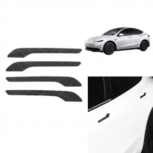 AsilTech Tesla Model 3 Y Uyumlu Karbon Dış Kapı Kolu Koruyucu Kaplama Seti 4 lü Siyah