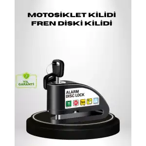 AsilTech Titreşim Sensörlü Alarmlı Motosiklet Disk Kilidi 14mm Çelik Çift Kilitleme